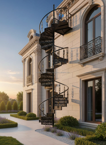 บันไดเหล็กวนกลางแจ้ง สไตล์ยุโรป ทันสมัย เป็นมิตรกับสิ่งแวดล้อม ทนทาน กันน้ำ ติดตั้งง่าย เหมาะสำหรับสวนสาธารณะและโรงแรม - Product Image 4