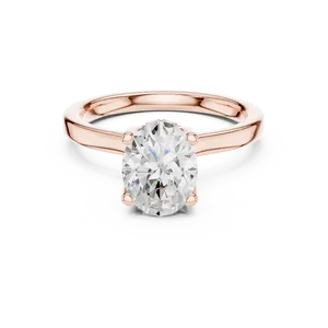 Bague de fiançailles ovale en or massif exquis avec halo de diamants dissimulés, solitaire de laboratoire, bijoux fins unisexes, édition pour occasions spéciales - Product Image 5