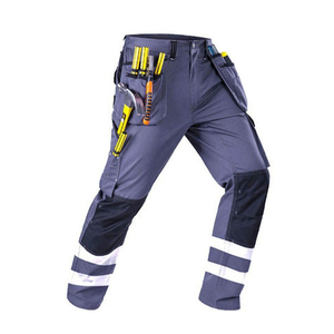 Pantalon de travail homme personnalisé, coupe droite, taille mi-haute, multi-poches, bicolore, 100% coton, imperméable et multifonctionnel, vente en gros - Product Image 5