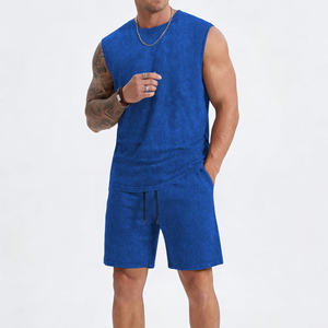 Shorts de algodón de alta calidad, conjunto de shorts casuales de verano, shorts hasta la rodilla con cintura elástica, camiseta de corte medio con estampado liso. - Product Image 1