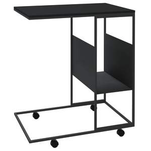 Mesa auxiliar de madera de ingeniería negra de 21.7"x14.2"x25" con ruedas para muebles de sala de estar - Product Image 5