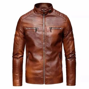 High Quality Men's Biker Styles <b>Winter</b> <b>Jacket</b> Stand Collar Leather Canvas Fabric High Street Fashion OEM Service <b>jacket</b> for men - Product Image 1