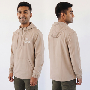 Ventes en gros de vestes coupe-vent pour hommes avec logo brodé, légères, imperméables, pour la randonnée et le camping, avec fermeture éclair 3/4 et capuche - Product Image 4