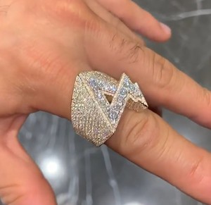 Diamond Jewelry Initial Letter Micro Pave Baguette Moissonite White Gold Plated <b>Iced</b> Out 26 Letters Hip Hop 925 Silver <b>Ring</b> - Product Image 2