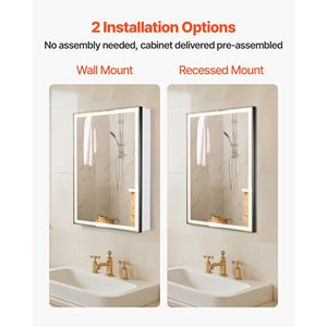 Specchio LED da Incasso a Parete 20 X 28 con 3 Colori Dimmerabili, Armadietto Illuminato per Bagno - Product Image 5