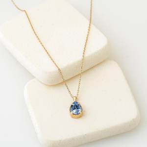 จี้เพชรพลอยสีน้ำเงินคอร์นฟลาวเวอร์ทรงโซลิแทร์ เงินแท้ 925 ชุบทอง 14K ประดับพลอยแท้ตามเดือนเกิด - Product Image 2