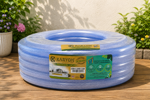 Manguera de Riego Flexible Premium KARYON de 6-50 mm x 50 m, PVC Transparente con Tinte Azul, para Exteriores, Anti-UV, de -10 °C a 60 °C - Product Image 1