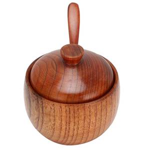 High Quality Wooden Sugar Bowl/<b>jar</b> and Salt Kitchen Use Acacia Wood <b>Spice</b> Seasoning Storage Organizer Sugar Pot - Product Image 2