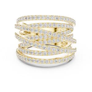 Bague d'éternité en or jaune multi-rangs sertie de diamants, alliance de mariage entrelacée pour femme - Product Image 3