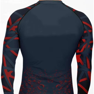 Mens Full Sleeve Rash Guard Black Red Patterned Quick Dry Polyester <b>Swim</b> <b>Shirt</b> Athletic Sports Training Workout Fitness Surfing - Product Image 3