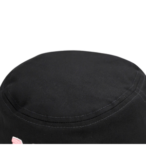Chapeau Bob Noir AKA avec Logo Rose Brodé – Chapeau de Pêcheur Décontracté d'Été pour Femme – Accessoire de Tête Tendance pour l'Extérieur - Product Image 6