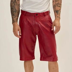 Shorts en cuir pour homme de haute qualité, respirants, 100% cuir, coupe ample, logo personnalisé imprimé, pour l'été. - Product Image 1