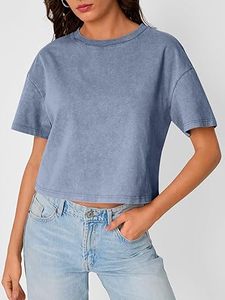 Custom Acid Wash Oversized Plain T Shirt Women Heavyweight Blank Cotton Tee Drop Shoulder Casual Street Wear <b>Tops</b> - Product Image 1