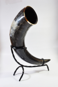 High Quality Viking Drinking Horn Polished Natural Ox Horn horn with metal stand viking horn with brass tip - Product Image 6