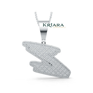 Colgante con Letra Z de Diamante Cultivado en Laboratorio, Plata 925 con Baño de Rodio, Estilo Hip Hop, Joyería Unisex para Fiestas - Product Image 3