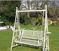 Columpio de Jardín de Hierro Forjado para Exteriores con Toldo, Elegante Banco Columpio para Patio, Estructura Metálica Resistente, Cómodo Columpio de 3 Plazas - Product Image 2