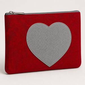 Bolsa de Cosméticos de Yute con Parche de Corazón Personalizado, Bolsa de Maquillaje con Cierre de Algodón Reciclado, 22.5x15cm, Regalo de San Valentín, Fabricante Mayorista OEM ODM - Product Image 3