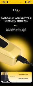 Cortadora de Pelo Profesional Kemei KM-90-4 con Cuchilla DLC, Motor de Alta Velocidad, Herramienta de Corte para Peluqueros, Base de Carga Dual USB - Product Image 5