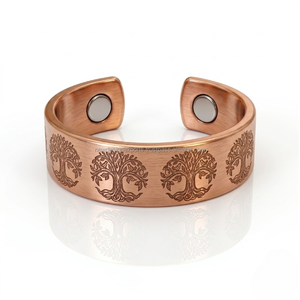 Anillo Premium de Cobre Puro Árbol de la Vida • Banda Botánica Curativa Grabada de Lujo - Product Image 3