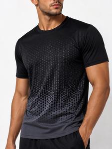 Men's O-Neck Short Sleeve Knitted T-<b>Shirt</b> Eco-Friendly Regular Fit Casual Style Blue Color <b>100</b>% Cotton/<b>Polyester</b> 220g - Product Image 5