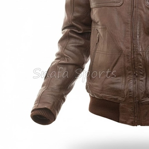 Veste en cuir décontractée pour hommes, logo personnalisé, couleur unie, haute qualité, grandes tailles, en vente - Product Image 4