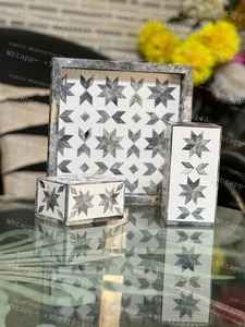 Juego de quemadores de incienso de hueso hechos a mano de lujo, soporte geométrico para incienso, Mubkhar ecológico religioso para Ramadán, Eid y bodas - Product Image 4
