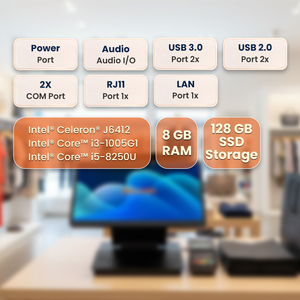 Sistema POS de 15.6 Pulgadas J6412/i3/i5 con Windows 11, Pantalla Táctil PCAP de 9H de Dureza, Multitáctil de 10 Puntos, Caja <span class=keywords><strong>Registradora</strong></span> Todo en Uno - Product Image 2