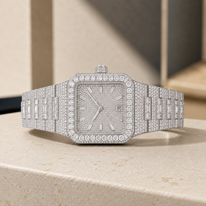 Customized Square Stainless Steel Mechanical <b>Automatic</b> ETA Fashion Watch D-VVS Moissanite Diamond <b>Chronograph</b> 40mm Pointer Hip - Product Image 1