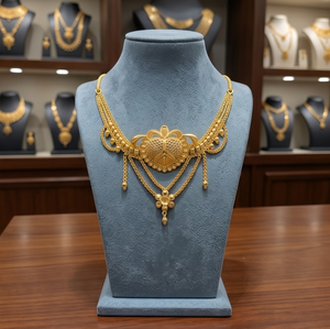 Divyoro Elegant Gold Plated Flower Statement Necklace Earrings Set Women Wedding Party Classic Jewelry <b>Copper</b> Alloy <b>Chain</b> - Product Image 2