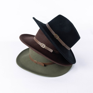 Sombrero Vaquero Unisex de Lana Oliva a Rayas, Ala Ancha, Casual, para Adultos, 56-58CM, Primavera, Otoño, Playa, Aire Libre, Transpirable, Resistente al Viento, Modelo HN-3072 - Product Image 5