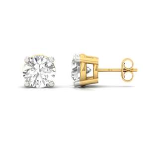 Boucles d'oreilles solitaires en diamant CVD de laboratoire 0,485 ct, étincelle éternelle, plaqué or 10 carats, certifiées IGI, classiques et élégantes pour femmes - Product Image 2