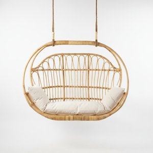 Fauteuil suspendu en rotin fait main, chaise balançoire en forme de lune, pour l'extérieur, pour la détente, prix avantageux - Product Image 4