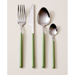 Minimalist Flatware Set With Teal Handles High <b>Mirror</b> Polish Dishwasher Safe Metal Cutlery For Wedding Dinnerware - Product Image 3