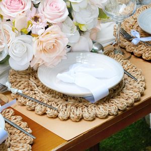 Vente en gros 2026 – Set de table/sous-plat imperméable à motif floral pour la décoration de salle à manger, de fêtes et d'occasions, fabriqué à 100 % en jonc de mer, écologique - Product Image 3