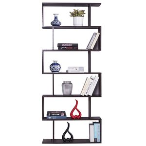 Modern S-Shaped Z Shelf <b>Bookcase</b> 6- Shelf Multifunctional <b>Wooden</b> Storage Display Stand for Living Room & Hotel Application - Product Image 4