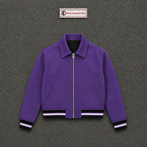 Blouson bomber violet moderne en gros – Vêtement d'extérieur élégant, léger, qualité supérieure, style universitaire, pour usage quotidien et décontracté en extérieur - Product Image 5