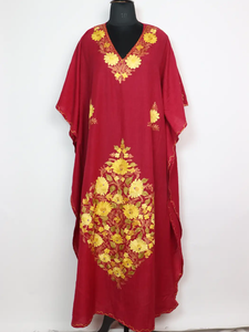 Caftán largo midi negro Kainat de cachemira ligera bordada, estilo casual, con bordado Aari. - Product Image 5