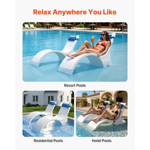 Set di 2 Lettini Galleggianti per Piscina con Poggiatesta, Materasso ad Acqua Appesantito per Profondità di 15 Pollici - Product Image 6