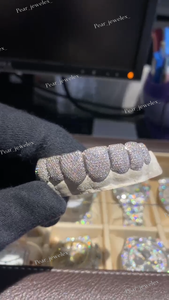 Grillz personnalisés en moissanite VVS pour hommes, en argent sterling 925, entièrement faits à la main, ensemble de bijoux hip-hop, cadeau - Product Image 2