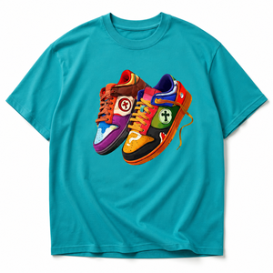 เสื้อยืดคอกลมแขนสั้นพิมพ์ลายกราฟิก Kicks Sneaker Shoes สำหรับผู้ชาย ผ้าเจอร์ซีย์คอตตอน ทรงปกติ สวมใส่สบาย - Product Image 1