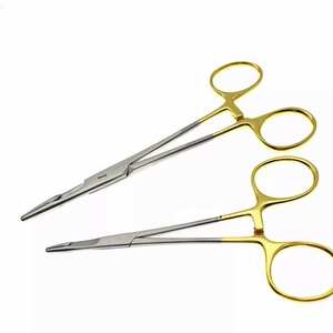 Portaagujas con tijeras, 1 unidad, acero inoxidable, 12,5 cm, 14 cm, mango dorado, pinza quirúrgica, instrumento médico profesional - Product Image 5
