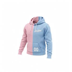 Sudadera con Capucha para Hombre SPINE CRAFT, Diseño Color Block Rosa y Azul, Algodón French Terry, Informal, con Bolsillo, Impermeable y Ecológica - Product Image 2