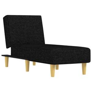 Chaise longue en polyester noir taille unique avec plateau en contreplaqué, élégante et confortable pour la détente - Product Image 2