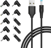 Cable de Alimentación de 5V, USB a Conector DC, con 10 Adaptadores para Cargar USB-HUB, Mini Ventilador, Cámara, Teléfono Móvil