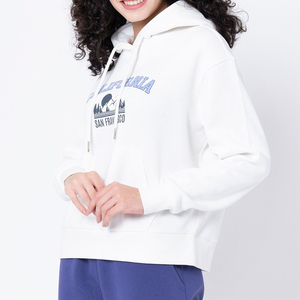 <b>Women's</b> <b>White</b> Hooded Pullover <b>Hoodie</b> Cotton Blend Fleece Sweatshirt Front Pocket Custom Logo Winter Wear - Product Image 2