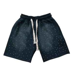 New Arrival Custom Design & Logo Vintage Canvas Rhinestone Anti Wrinkle Solid Casual Were <b>Velvet</b> <b>Short</b> - Product Image 6