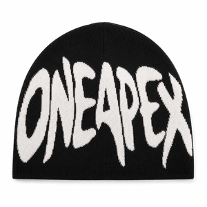 Custom Black Knit Beanie Hat White Custom Logo Ribbed <b>Winter</b> <b>Cap</b> Unisex Streetwear Fashion Headwear Wholesale Manufacturer OEM - Product Image 1