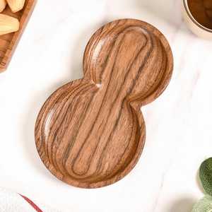 Plateau de service octogonal en bois pour restaurant, mariage, gravé, en bois d'acacia, pour un service rapide - Product Image 4