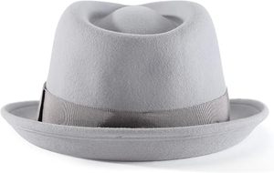 Gray Wool Fedora <b>Hat</b> with Ribbon <b>Band</b> Unisex Classic Style for Casual Wear Spring Autumn Adult Size 56-58CM - Product Image 4