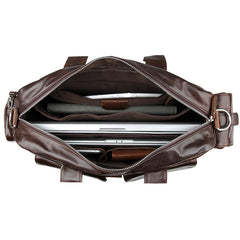 Porte-documents en cuir brun foncé vintage de haute qualité, multi-poches, sac messager pour ordinateur portable, sac à bandoulière avec sangle réglable - Product Image 6